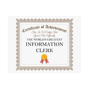 World's Greatest Information Clerk - 14 in x 11 in Matte Poster