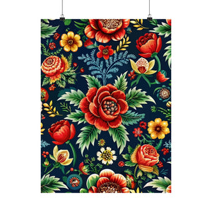 Folk Floral Pattern, Romanian Inspired 01 - 18 in x 24 in Matte Poster