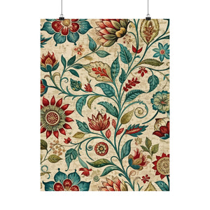 Folk Floral Pattern, Indian Inspired 06 - 18 in x 24 in Matte Poster
