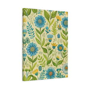 Folk Floral Pattern, Baltic Inspired 02 - 18 in x 24 in Matte Canvas, Stretched, 1.25 in