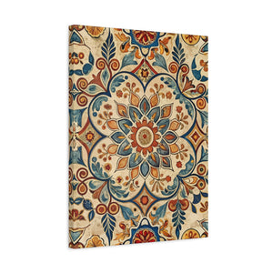 Folk Floral Pattern, Moroccan Inspired 06 - 18 in x 24 in Matte Canvas, Stretched, 1.25 in