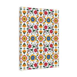 Mexican Floral Fiesta Pattern 018 - 18 in x 24 in Matte Canvas, Stretched, 1.25 in