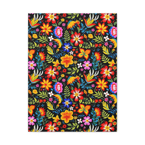 Mexican Floral Fiesta Pattern 037 - 18 in x 24 in Matte Canvas, Stretched, 1.25 in