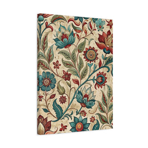 Folk Floral Pattern, Indian Inspired 03 - 18 in x 24 in Matte Canvas, Stretched, 1.25 in