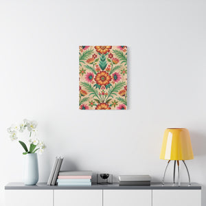 Folk Floral Pattern, Peruvian Inspired 01 - 18 in x 24 in Matte Canvas, Stretched, 1.25 in