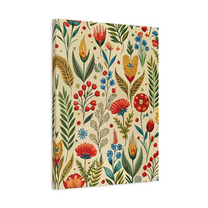Folk Floral Pattern, Bulgarian Inspired 02 - 18 in x 24 in Matte Canvas, Stretched, 1.25 in