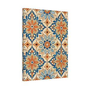 Folk Floral Pattern, Moroccan Inspired 08 - 18 in x 24 in Matte Canvas, Stretched, 1.25 in