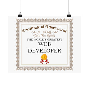 World's Greatest Web Developer - 14 in x 11 in Matte Poster