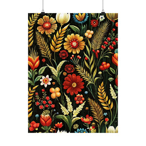 Folk Floral Pattern, Balkan Inspired 01 - 18 in x 24 in Matte Poster