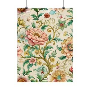 Folk Floral Pattern, Chinese Inspired 01 - 18 in x 24 in Matte Poster