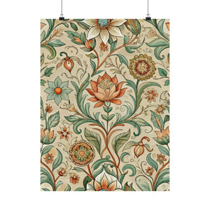 Folk Floral Pattern, Middle Eastern Inspired 01 - 18 in x 24 in Matte Poster