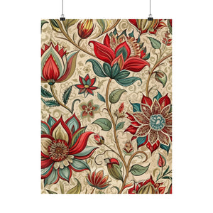 Folk Floral Pattern, Indian Inspired 09 - 18 in x 24 in Matte Poster