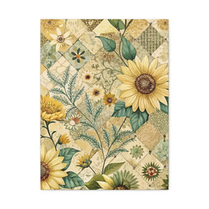 Folk Floral Pattern, Appalachian Inspired 03 - 18 in x 24 in Matte Canvas, Stretched, 1.25 in