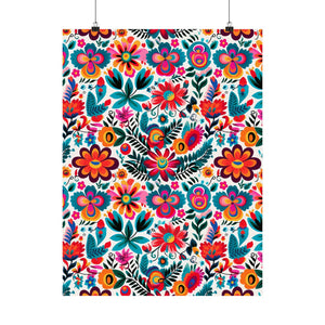 Mexican Floral Fiesta Pattern 051 - 18 in x 24 in Matte Poster