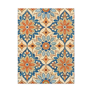 Folk Floral Pattern, Moroccan Inspired 08 - 18 in x 24 in Matte Canvas, Stretched, 1.25 in