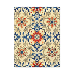 Folk Floral Pattern, Moroccan Inspired 07 - 18 in x 24 in Matte Canvas, Stretched, 1.25 in
