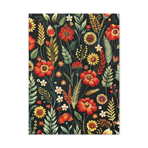 Folk Floral Pattern, Balkan Inspired 02 - 18 in x 24 in Matte Canvas, Stretched, 1.25 in