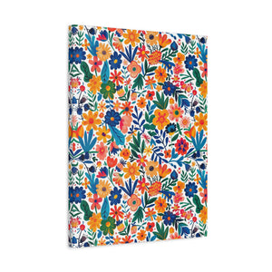 Mexican Floral Fiesta Pattern 010 - 18 in x 24 in Matte Canvas, Stretched, 1.25 in