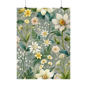 Folk Floral Pattern, Alpine Inspired 02 - 18 in x 24 in Matte Poster