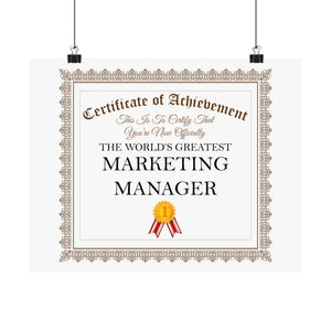 World's Greatest Marketing Manager - 14 in x 11 in Matte Poster