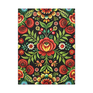 Folk Floral Pattern, Hungarian Inspired 03 - 18 in x 24 in Matte Canvas, Stretched, 1.25 in