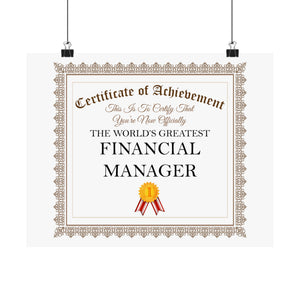 World's Greatest Financial Manager - 14 in x 11 in Matte Poster