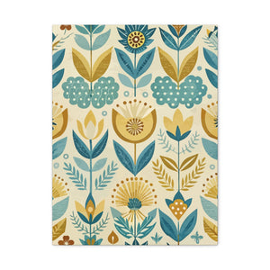 Folk Floral Pattern, Scandinavian Inspired 07 - 18 in x 24 in Matte Canvas, Stretched, 1.25 in
