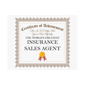 World's Greatest Insurance Sales Agent - 14 in x 11 in Matte Poster