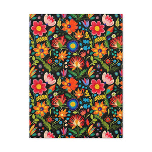 Mexican Floral Fiesta Pattern 039 - 18 in x 24 in Matte Canvas, Stretched, 1.25 in