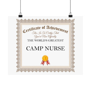 World's Greatest Camp Nurse - 14 in x 11 in Matte Poster