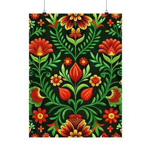 Folk Floral Pattern, Hungarian Inspired 05 - 18 in x 24 in Matte Poster