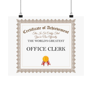 World's Greatest Office Clerk - 14 in x 11 in Matte Poster