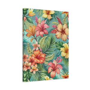 Folk Floral Pattern, Balinese Inspired 03 - 18 in x 24 in Matte Canvas, Stretched, 1.25 in