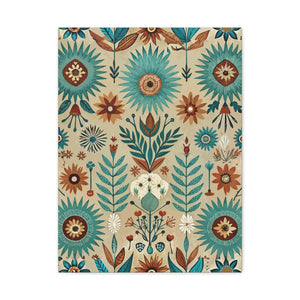 Folk Floral Pattern, Native American Inspired 01 - 18 in x 24 in Matte Canvas, Stretched, 1.25 in