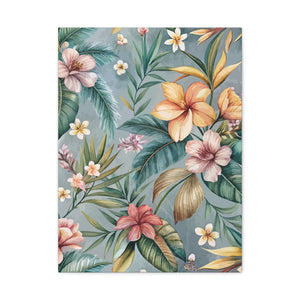Folk Floral Pattern, Balinese Inspired 07 - 18 in x 24 in Matte Canvas, Stretched, 1.25 in