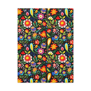 Mexican Floral Fiesta Pattern 038 - 18 in x 24 in Matte Canvas, Stretched, 1.25 in