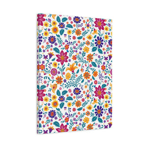 Mexican Floral Fiesta Pattern 013 - 18 in x 24 in Matte Canvas, Stretched, 1.25 in