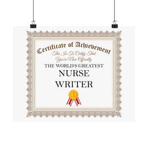 World's Greatest Nurse Writer - 14 in x 11 in Matte Poster