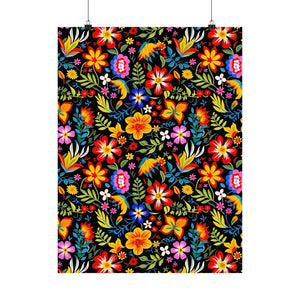 Mexican Floral Fiesta Pattern 037 - 18 in x 24 in Matte Poster
