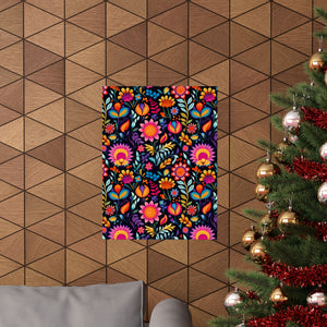 Mexican Floral Fiesta Pattern 058 - 18 in x 24 in Matte Poster