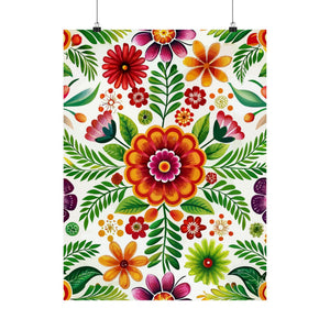 Folk Floral Pattern, Mexican Inspired 02 - 18 in x 24 in Matte Poster