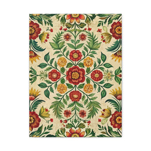 Folk Floral Pattern, Romanian Inspired 05 - 18 in x 24 in Matte Canvas, Stretched, 1.25 in