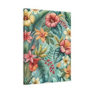 Folk Floral Pattern, Balinese Inspired 06 - 18 in x 24 in Matte Canvas, Stretched, 1.25 in