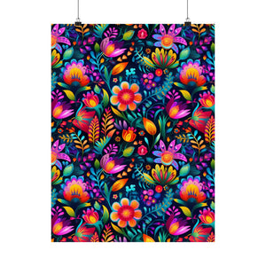 Mexican Floral Fiesta Pattern 056 - 18 in x 24 in Matte Poster