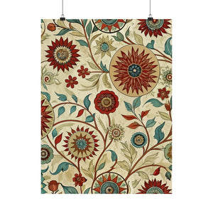 Folk Floral Pattern, Uzbek Inspired 01 - 18 in x 24 in Matte Poster