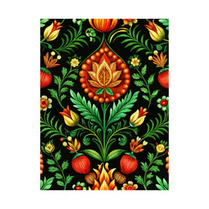 Folk Floral Pattern, Hungarian Inspired 01 - 18 in x 24 in Matte Poster