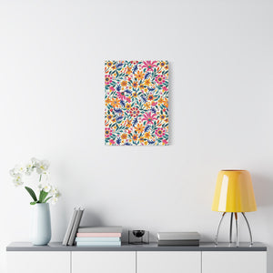 Mexican Floral Fiesta Pattern 003 - 18 in x 24 in Matte Canvas, Stretched, 1.25 in