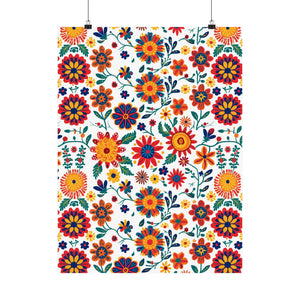 Mexican Floral Fiesta Pattern 026 - 18 in x 24 in Matte Poster