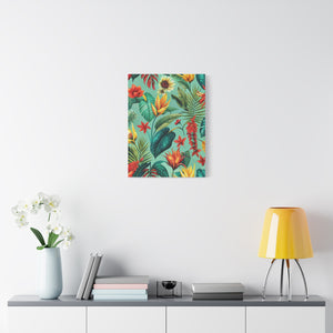 Folk Floral Pattern, Brazilian Inspired 02 - 18 in x 24 in Matte Canvas, Stretched, 1.25 in