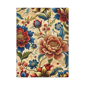 Folk Floral Pattern, Mongolian Inspired 01 - 18 in x 24 in Matte Canvas, Stretched, 1.25 in